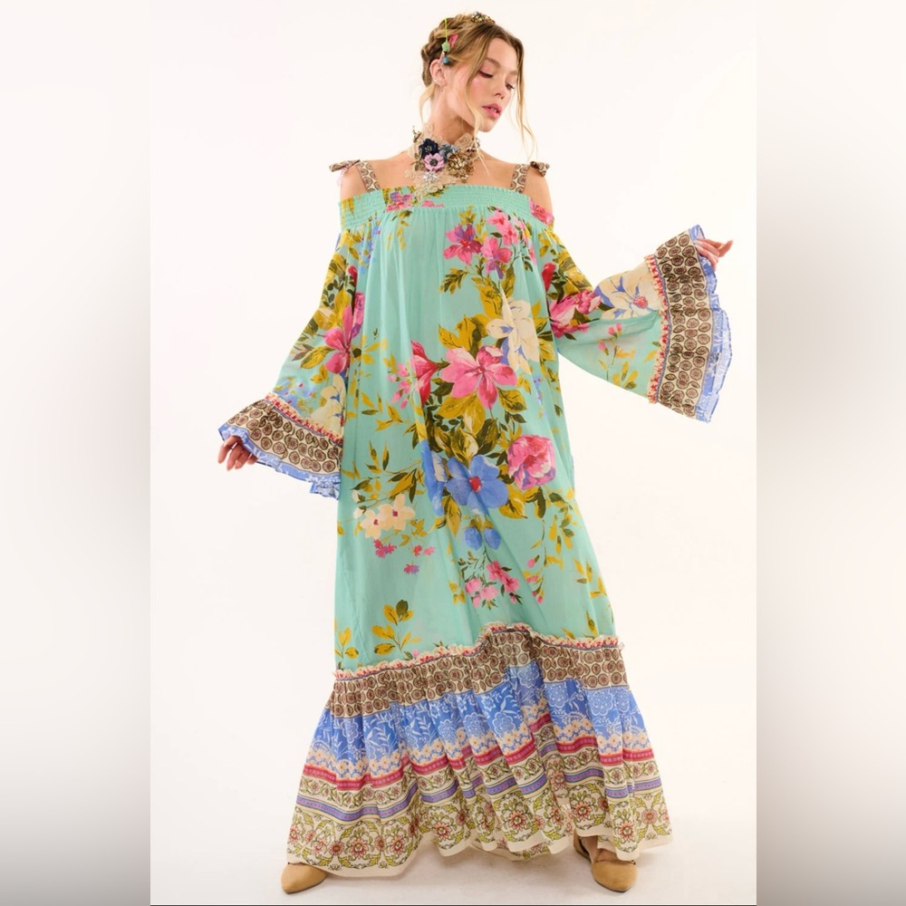 Tie shoulder maxi dress